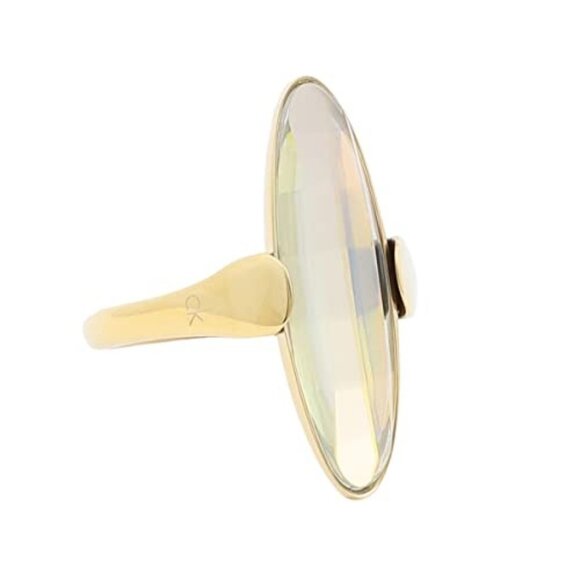 Calvin Klein Continuity Slim Oval Faceted Yellow Glass Stone Ring Size 9… - Picture 1 of 5